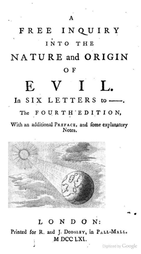 A Free Inquiry into the Nature and Origin of Evil.